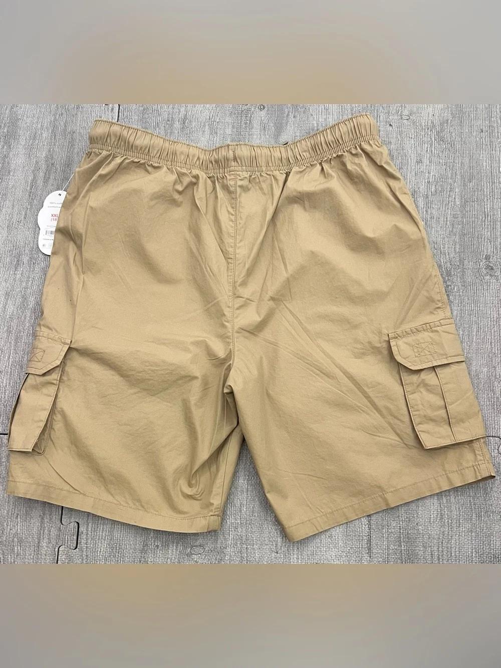 Wonder Nation Boys Beige Cargo Shorts Flat Front Drawstring Elastic Waist